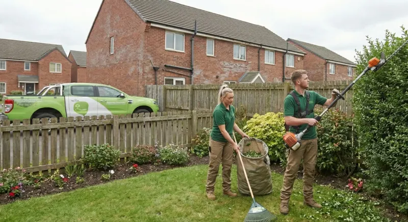 Hedge cutting and garden maintenance at a Runcorn home