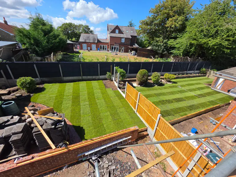 New turf lawn in Runcorn after a full garden transformation by KC Landscapes